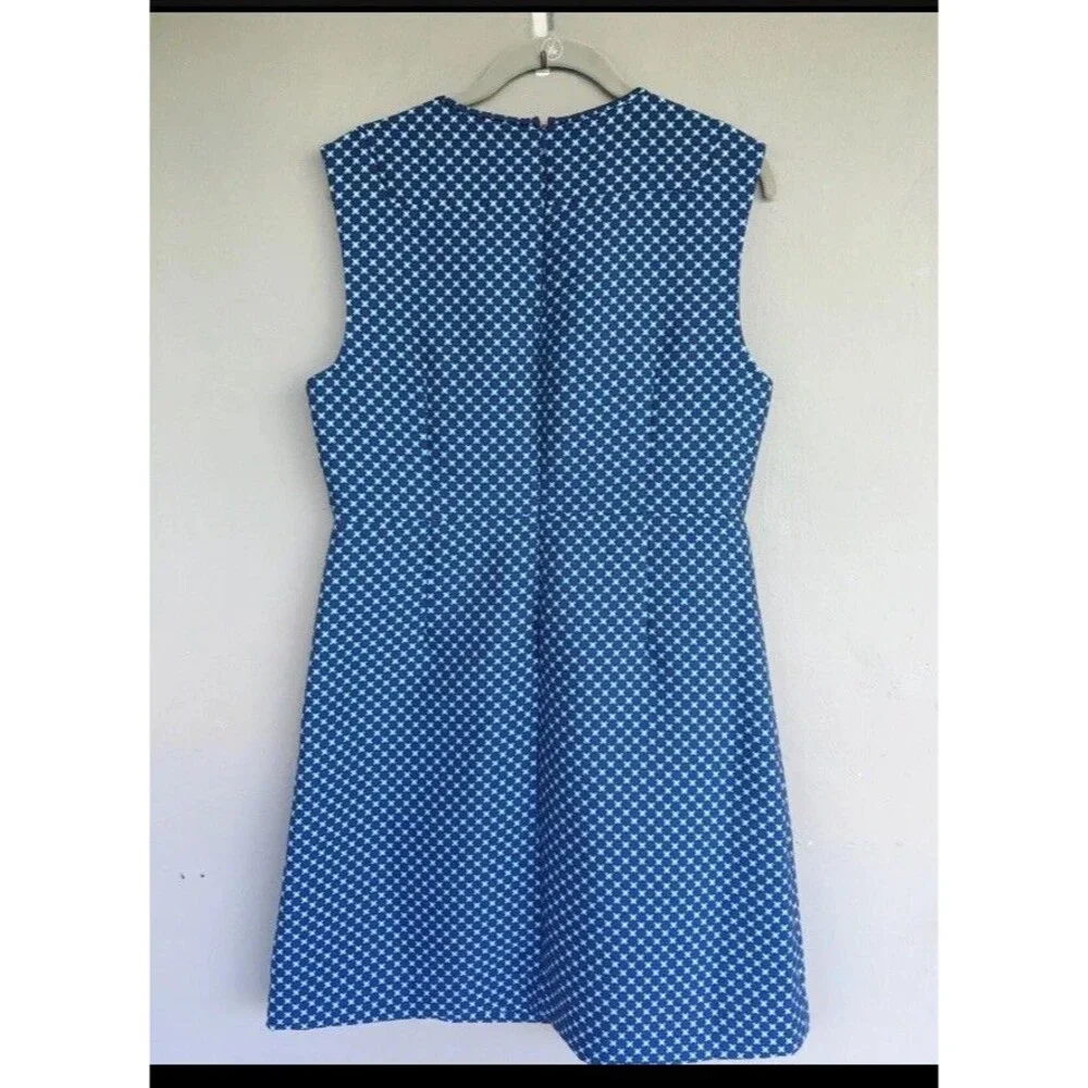 Diane Von Furstenberg Madyson Dress Womens 12 Blue Geo Print Retro 60s Mini